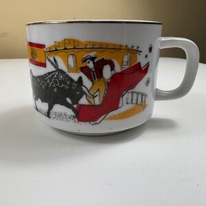 Hellerware Ceramic Mug Bullfighter Matador Spain Arabia India Travel Souvenir